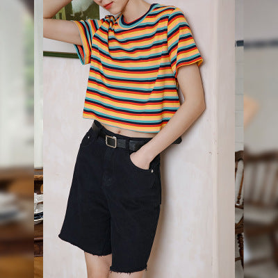 Color Matching Striped Summer Jacket