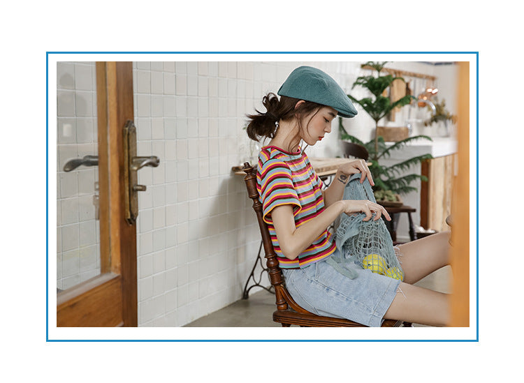 Color Matching Striped Summer Jacket