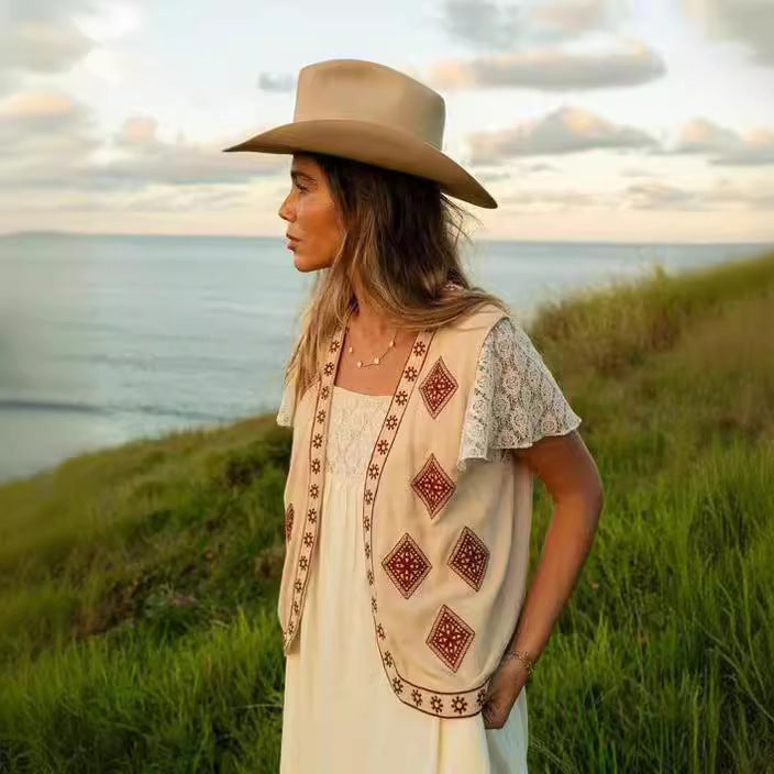 Summer Embroidery Vest Coat
