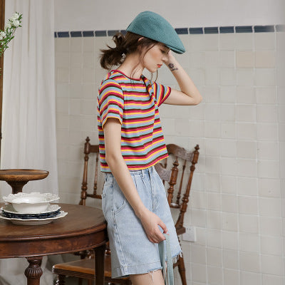 Color Matching Striped Summer Jacket