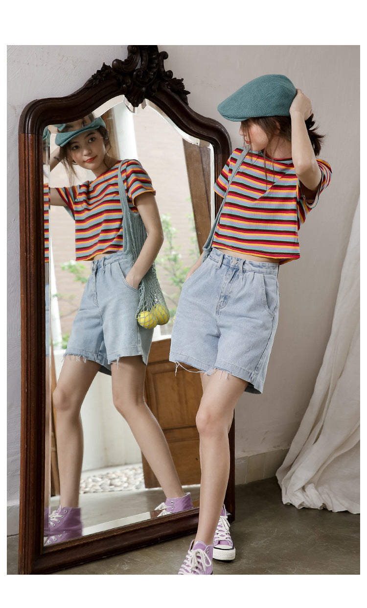 Color Matching Striped Summer Jacket