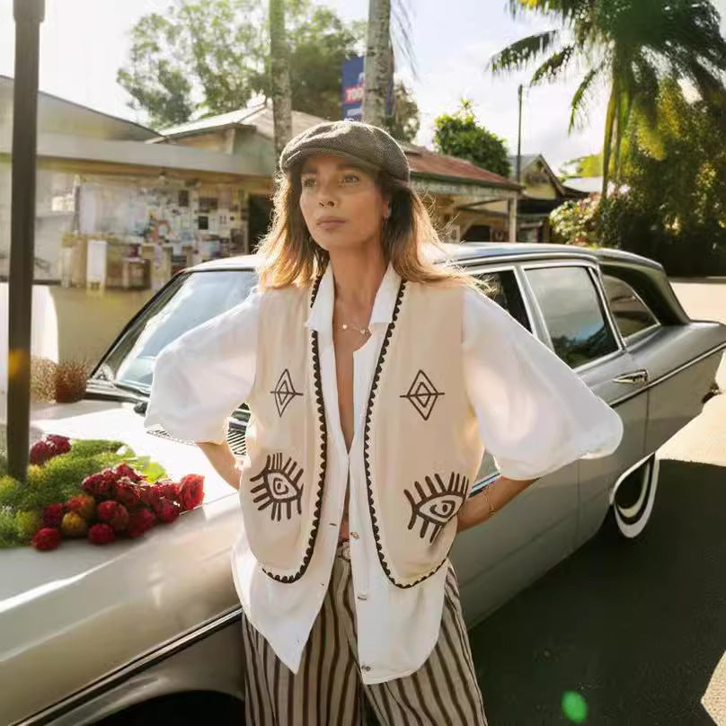 Summer Embroidery Vest Coat