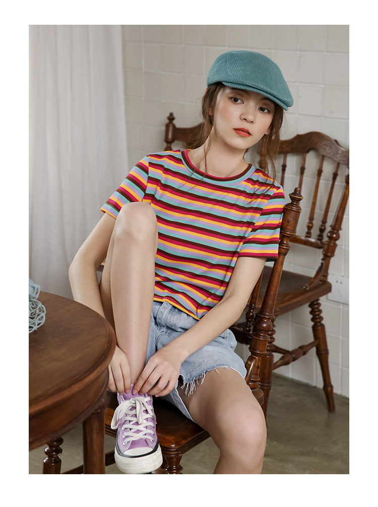 Color Matching Striped Summer Jacket