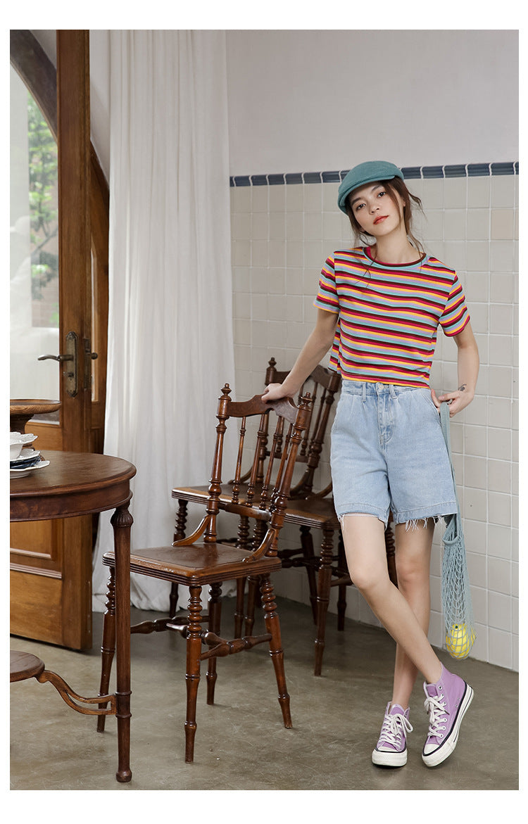 Color Matching Striped Summer Jacket