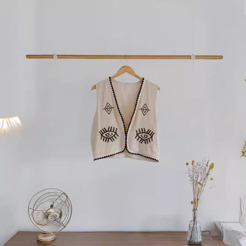 Summer Embroidery Vest Coat