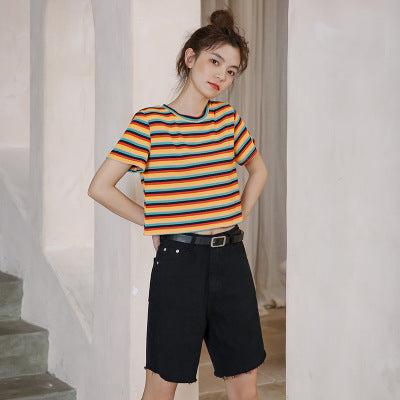 Color Matching Striped Summer Jacket