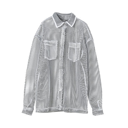 Summer Breathable Hollow Out Simple Sunscreen Coat Men's Big Senior