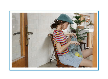 Color Matching Striped Summer Jacket