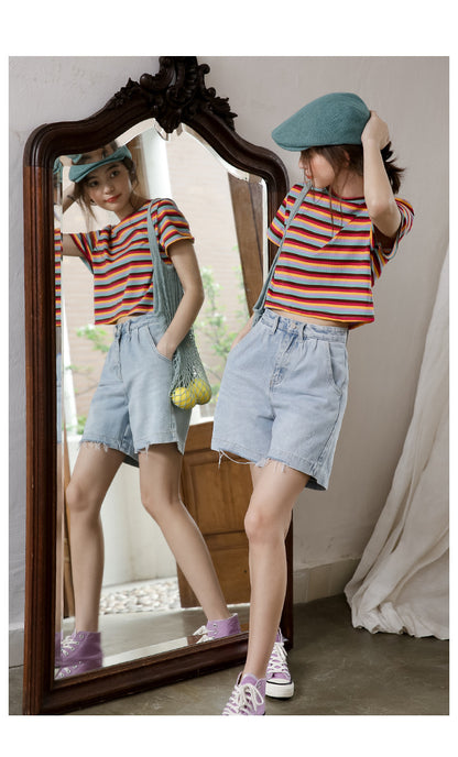 Color Matching Striped Summer Jacket